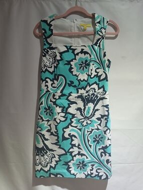 Banana Republic White Dress with Teal and Navy Accents